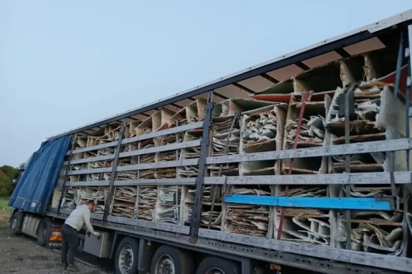 LKW beladen mit Fahrbahnplatten